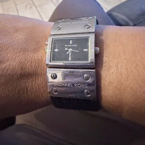 Michael Kors Silver and Black Square Watch